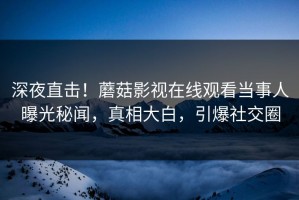 深夜直击！蘑菇影视在线观看当事人曝光秘闻，真相大白，引爆社交圈
