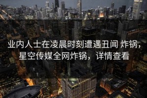 业内人士在凌晨时刻遭遇丑闻 炸锅，星空传媒全网炸锅，详情查看