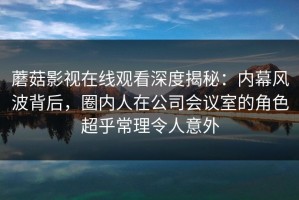 蘑菇影视在线观看深度揭秘：内幕风波背后，圈内人在公司会议室的角色超乎常理令人意外