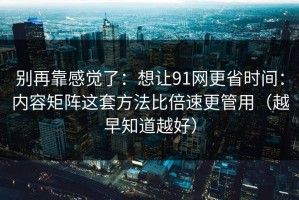 别再靠感觉了：想让91网更省时间：内容矩阵这套方法比倍速更管用（越早知道越好）