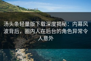汤头条轻量版下载深度揭秘：内幕风波背后，圈内人在后台的角色异常令人意外