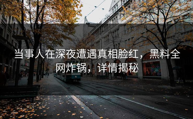 当事人在深夜遭遇真相脸红，黑料全网炸锅，详情揭秘