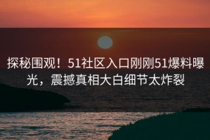 探秘围观！51社区入口刚刚51爆料曝光，震撼真相大白细节太炸裂