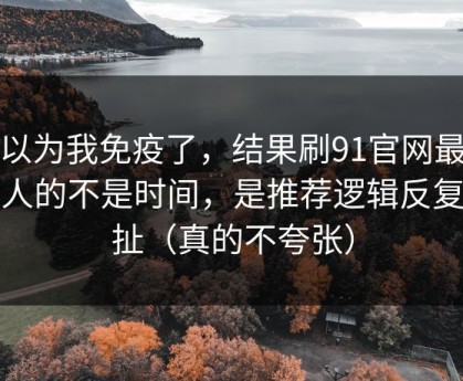 我以为我免疫了，结果刷91官网最折磨人的不是时间，是推荐逻辑反复拉扯（真的不夸张）