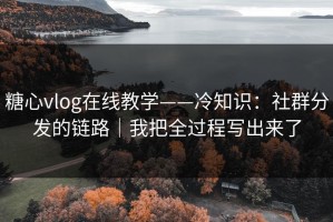 糖心vlog在线教学——冷知识：社群分发的链路｜我把全过程写出来了