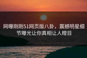 网曝刚刚51网页版八卦，震撼明星细节曝光让你真相让人瞠目