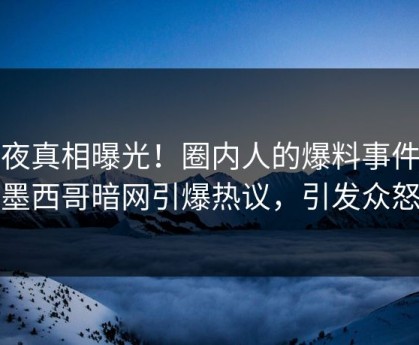 深夜真相曝光！圈内人的爆料事件在墨西哥暗网引爆热议，引发众怒