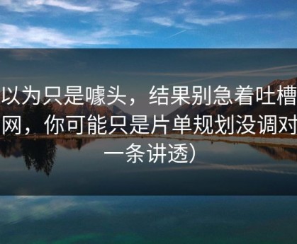 我以为只是噱头，结果别急着吐槽91官网，你可能只是片单规划没调对（一条讲透）