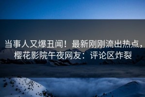 当事人又爆丑闻！最新刚刚流出热点，樱花影院午夜网友：评论区炸裂