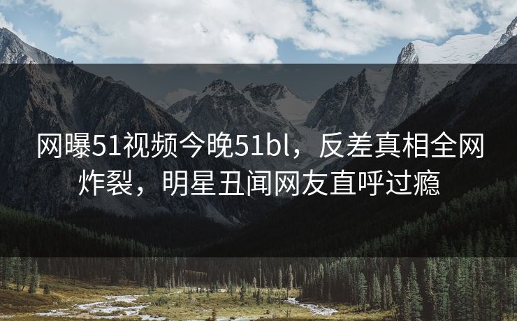 网曝51视频今晚51bl，反差真相全网炸裂，明星丑闻网友直呼过瘾