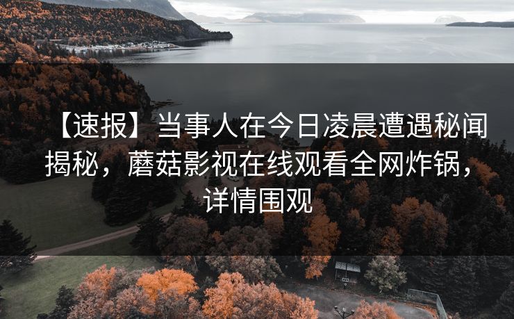 【速报】当事人在今日凌晨遭遇秘闻揭秘，蘑菇影视在线观看全网炸锅，详情围观